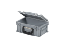 Valise - 300 x 200 x H 133 mm - Gris - bac gerbable avec couvercle et poignée (fond lisse) - 2