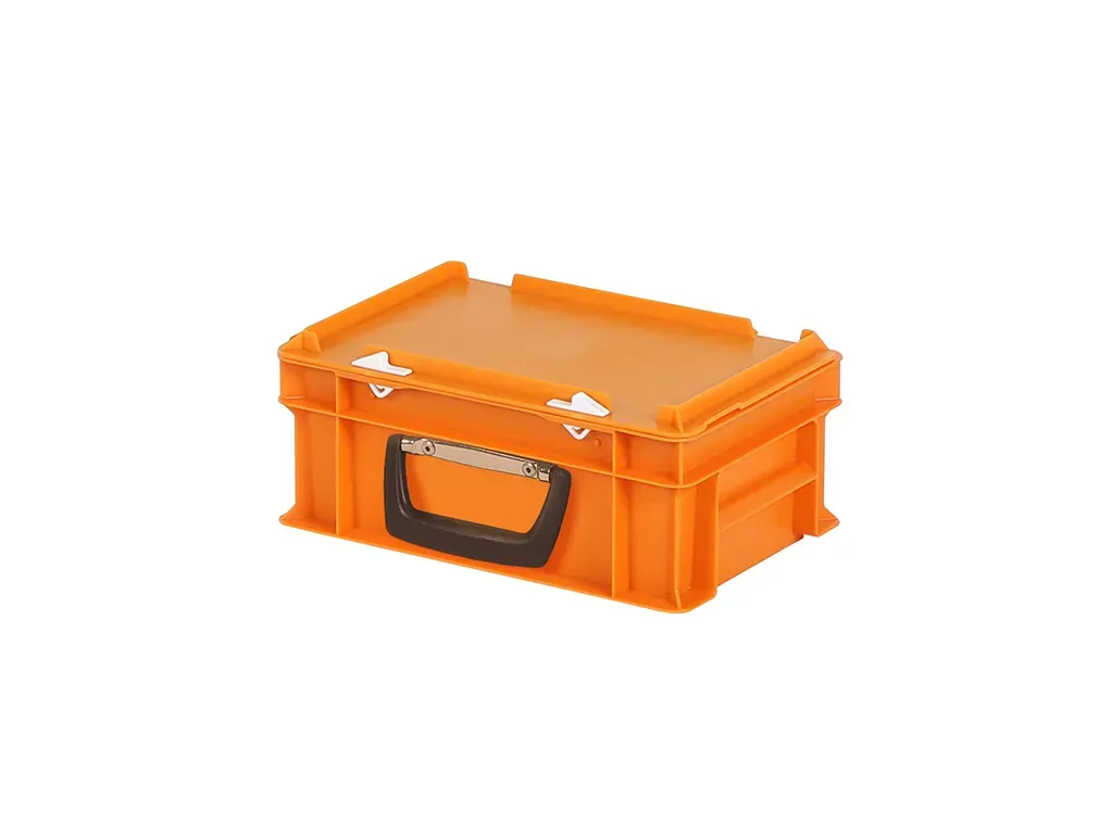 Koffer - 300 x 200 x H 133 mm - oranje - stapelbak met deksel en koffergreep