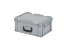 Valise - 400 x 300 x H 190 mm - Gris - bac gerbable avec couvercle et poignée (fond lisse) - 1