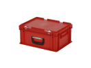 Valise - 400 x 300 x H 190 mm - Rouge - bac gerbable avec couvercle et poignée (fond lisse) - 1