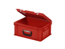 Valise - 400 x 300 x H 190 mm - Rouge - bac gerbable avec couvercle et poignée (fond lisse) - 2