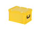 Valise - 400 x 300 x H 250 mm - Jaune - bac gerbable avec couvercle et poignée (fond lisse) - 1