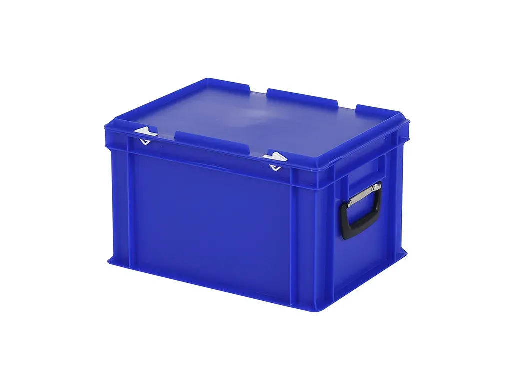 Plastic case - 400 x 300 x H 250 mm - Blue - Stacking bin with lid and case handles