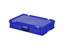 Kunststoffkoffer - 600 x 400 x H 135 mm - Blau - Behälter mit Deckel und Griff - 1