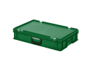 Valise - 600 x 400 x H 135 mm - Vert - bac gerbable avec couvercle et poignée (fond lisse) - 1