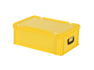 Valise - 600 x 400 x H 235 mm - Jaune - bac gerbable avec couvercle et poignée (fond lisse) - 1