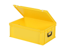 Valise - 600 x 400 x H 235 mm - Jaune - bac gerbable avec couvercle et poignée (fond lisse) - 2