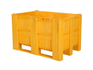 Caisse-palette en plastique type CB1 - 1200 x 800 mm - 3 semelles - jaune - 1