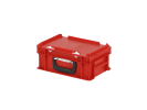 Valise - 300 x 200 x H 133 mm - Rouge - bac gerbable avec couvercle et poignée (fond lisse) - 1