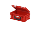 Valise - 300 x 200 x H 133 mm - Rouge - bac gerbable avec couvercle et poignée (fond lisse) - 2