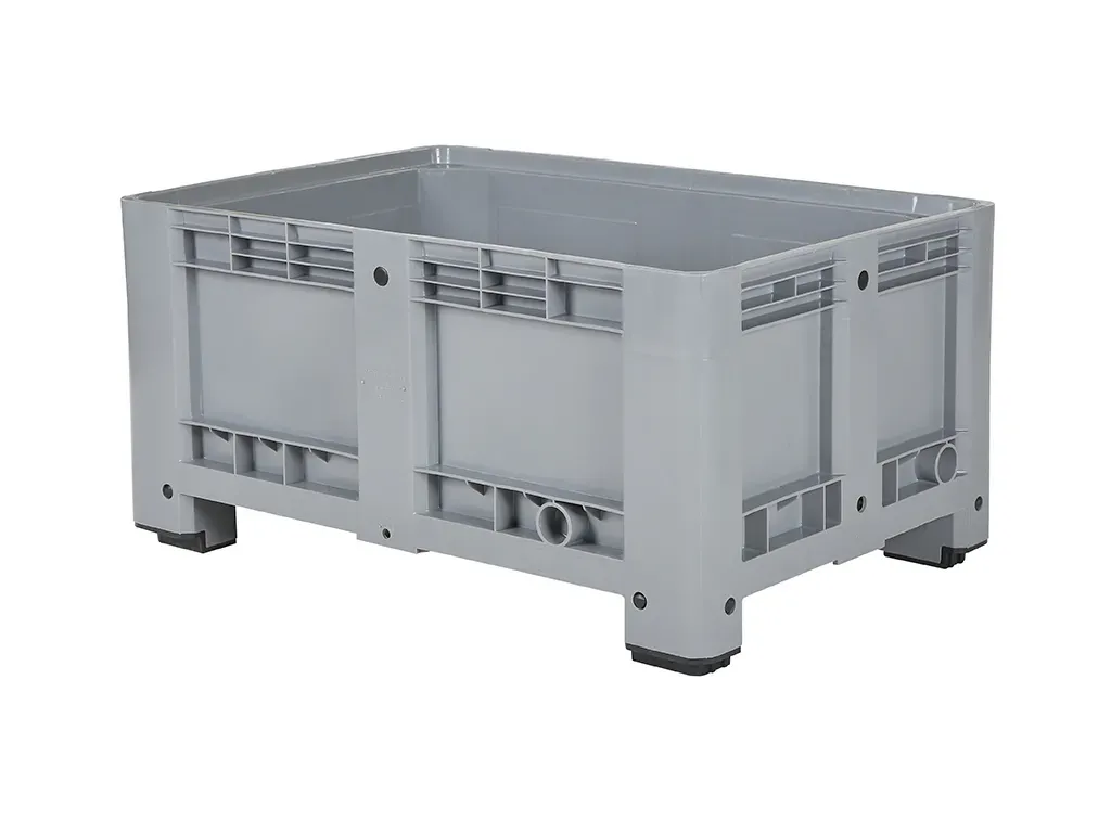 Plastic palletbox 1090 C4 - 1200 x 800 mm - on 4 feet - closed - grey