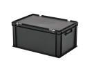 Bac gerbable avec couvercle - 600 x 400 x H 295 mm - Noir - (fond renforcé) - 1