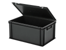 Bac gerbable avec couvercle - 600 x 400 x H 295 mm - Noir - (fond renforcé) - 2