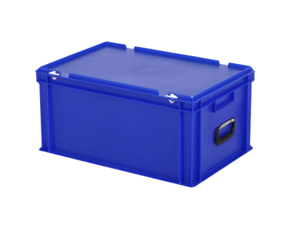 Valise - 600 x 400 x H 295 mm - Bleu - bac gerbable avec couvercle et poignée (fond renforcé)