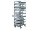 Rayonnage à roulettes en plastique - 8 bacs 600x400mm - 12