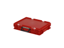 Valise - 400 x 300 x H 90 mm - Rouge - bac gerbable avec couvercle et poignée (fond lisse) - 1