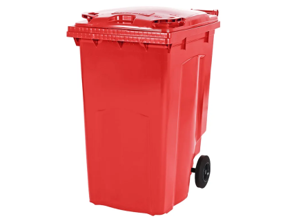 Two-wheeled 340 litre waste container - red