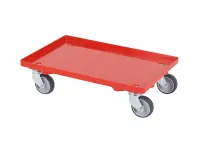 Verrijdbaar onderstel - 600 x 400 mm - rood - gegalvaniseerde gaffels - nylon / PU wielen