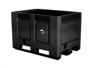 Altbatteriebox - Kunststoff Palettenbox - 1200 x 800 mm - auf 3 Kufen - Schwarz - 1