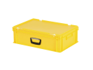 Valise - 600 x 400 x H 190 mm - Jaune - bac gerbable avec couvercle et poignée (fond lisse) - 1