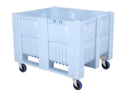 CB3 plastic palletbox - 1200 x 1000 mm - 4 wheels - light blue