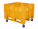 Caisse-palette en plastique type CB3 - 1200 x 1000 mm - sur 4 roues - jaune - 1