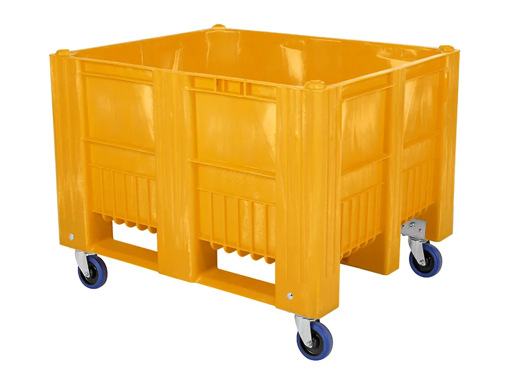 Caisse-palette en plastique type CB3 - 1200 x 1000 mm - sur 4 roues - jaune