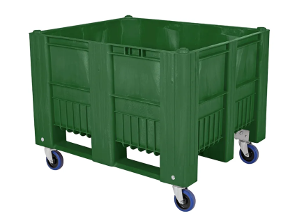 CB3 plastic palletbox - 1200 x 1000 mm - 4 wheels - green