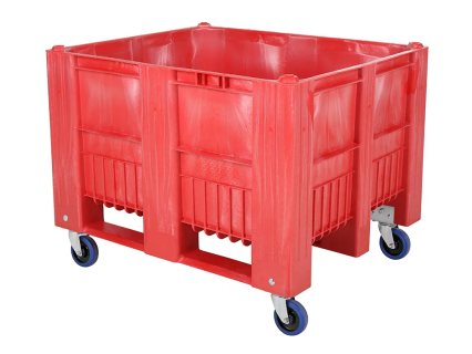 CB3 kunststof palletbox - 1200 x 1000 mm - 4 wielen - rood