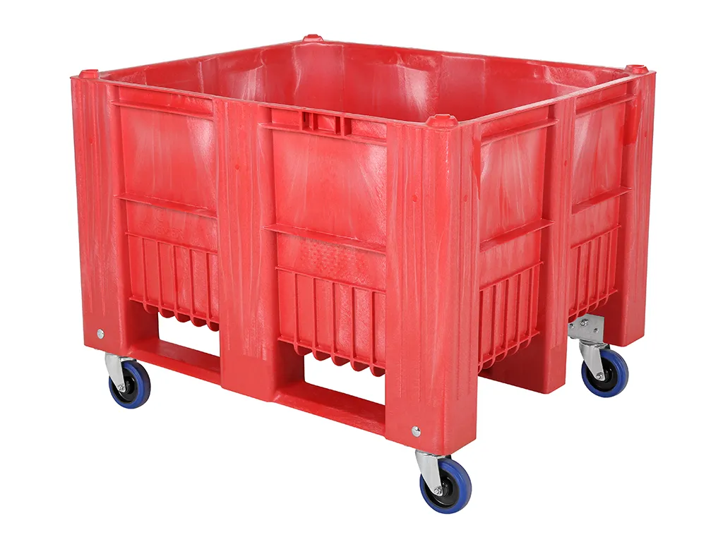 CB3 plastic palletbox - 1200 x 1000 mm - 4 wheels - red