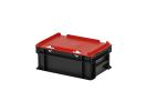 Duocouleur bac et couvercle - 300 x 200 x H 133 mm - Noir-rouge - (fond lisse) - 1
