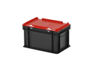 Duocouleur bac et couvercle - 300 x 200 x H 190 mm - Noir-rouge - (fond lisse) - 1