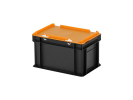 Duocouleur bac et couvercle - 300 x 200 x H 190 mm - Noir-orange - (fond lisse) - 1