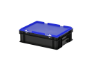 Combicolor Deckelbehälter - 400 x 300 x H 133 mm (glatter Boden) - Schwarz-Blau - 1