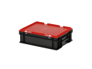 Combicolor Deckelbehälter - 400 x 300 x H 133 mm (glatter Boden) - Schwarz-Rot - 1