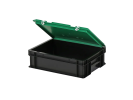 Duocouleur bac et couvercle - 400 x 300 x H 133 mm - Noir-vert - (fond lisse) - 2