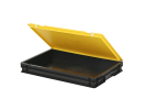 Duocouleur bac et couvercle - 600 x 400 x H 90 mm - Noir-jaune - (fond lisse) - 2