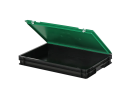 Duocouleur bac et couvercle - 600 x 400 x H 90 mm - Noir-vert - (fond lisse) - 2