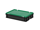 Combicolor Deckelbehälter - 600 x 400 x H 135 mm (glatter Boden) - Schwarz-Grün - 1