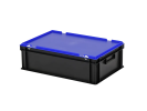 Combicolor Deckelbehälter - 600 x 400 x H 190 mm (glatter Boden) - Schwarz-Blau - 1