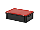 Duocouleur bac et couvercle - 600 x 400 x H 190 mm - Noir-rouge - (fond lisse) - 1