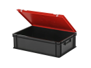 Duocouleur bac et couvercle - 600 x 400 x H 190 mm - Noir-rouge - (fond lisse) - 2