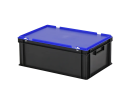 Combicolor Deckelbehälter - 600 x 400 x H 235 mm (glatter Boden) - Schwarz-Blau - 1