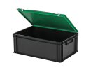 Duocouleur bac et couvercle - 600 x 400 x H 235 mm - Noir-vert - (fond lisse) - 2