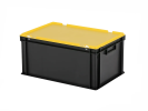 Duocouleur bac et couvercle - 600 x 400 x H 295 mm - Noir-jaune - (fond renforcé) - 1