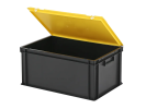 Duocouleur bac et couvercle - 600 x 400 x H 295 mm - Noir-jaune - (fond renforcé) - 2
