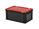 Duocouleur bac et couvercle - 600 x 400 x H 295 mm - Noir-rouge - (fond renforcé) - 1
