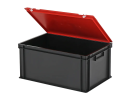 Duocouleur bac et couvercle - 600 x 400 x H 295 mm - Noir-rouge - (fond renforcé) - 2