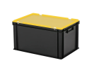 Duocouleur bac et couvercle - 600 x 400 x H 335 mm - Noir-jaune - (fond renforcé) - 1