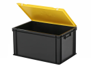 Duocouleur bac et couvercle - 600 x 400 x H 335 mm - Noir-jaune - (fond renforcé) - 2